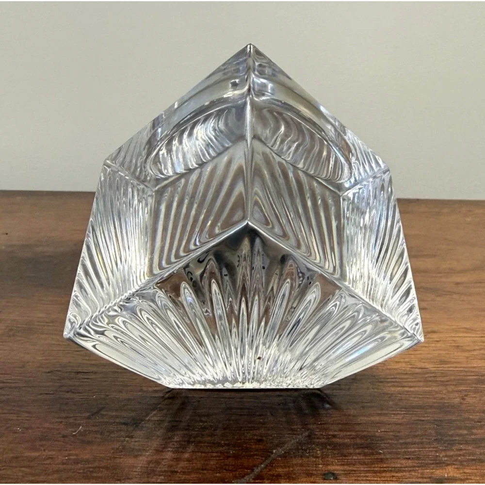 Waterford Crystal Meridian Desk Clock Diamond Cube Fan Cut Quartz Vintage 3.6